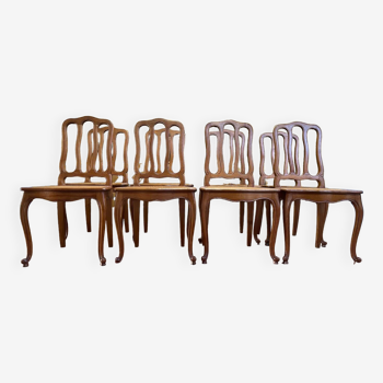 Suite de 8 chaises en cannage de style Louis XV