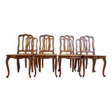 Suite de 8 chaises en cannage de style Louis XV