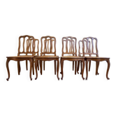 Suite de 8 chaises en cannage de style Louis XV