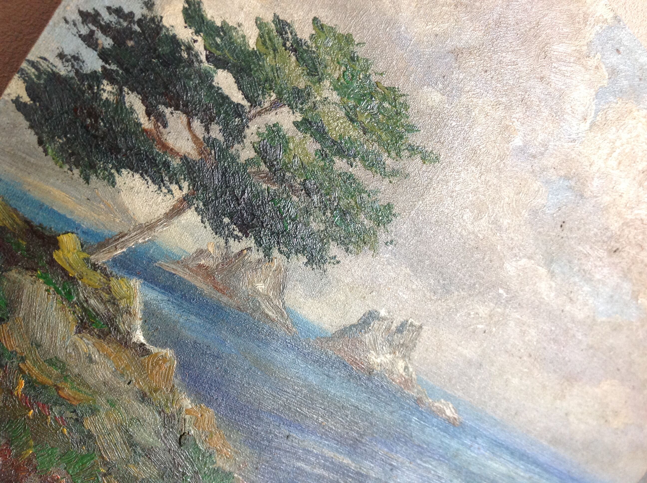 Oil painting of seaside landscape