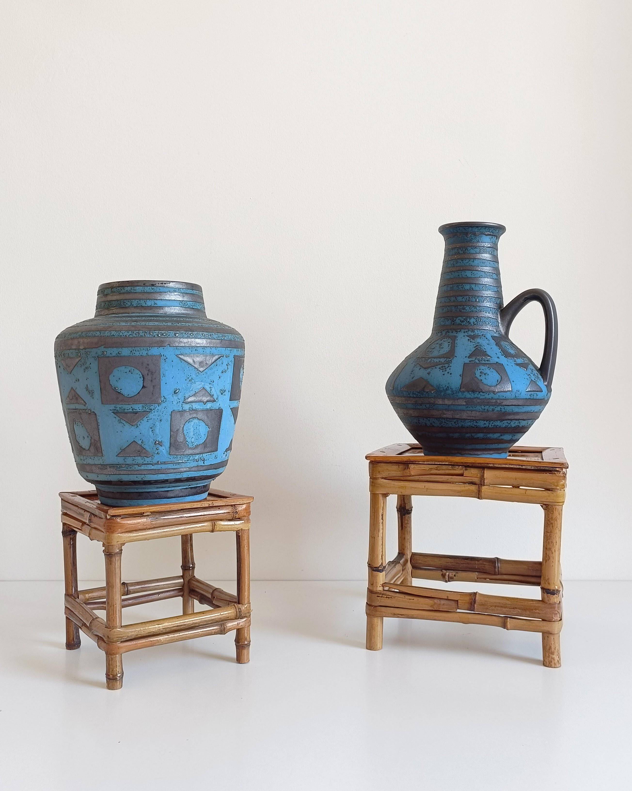 1950s Mid-Century French Bamboo and Wood Plant Pedestals, Hand-Crafted
