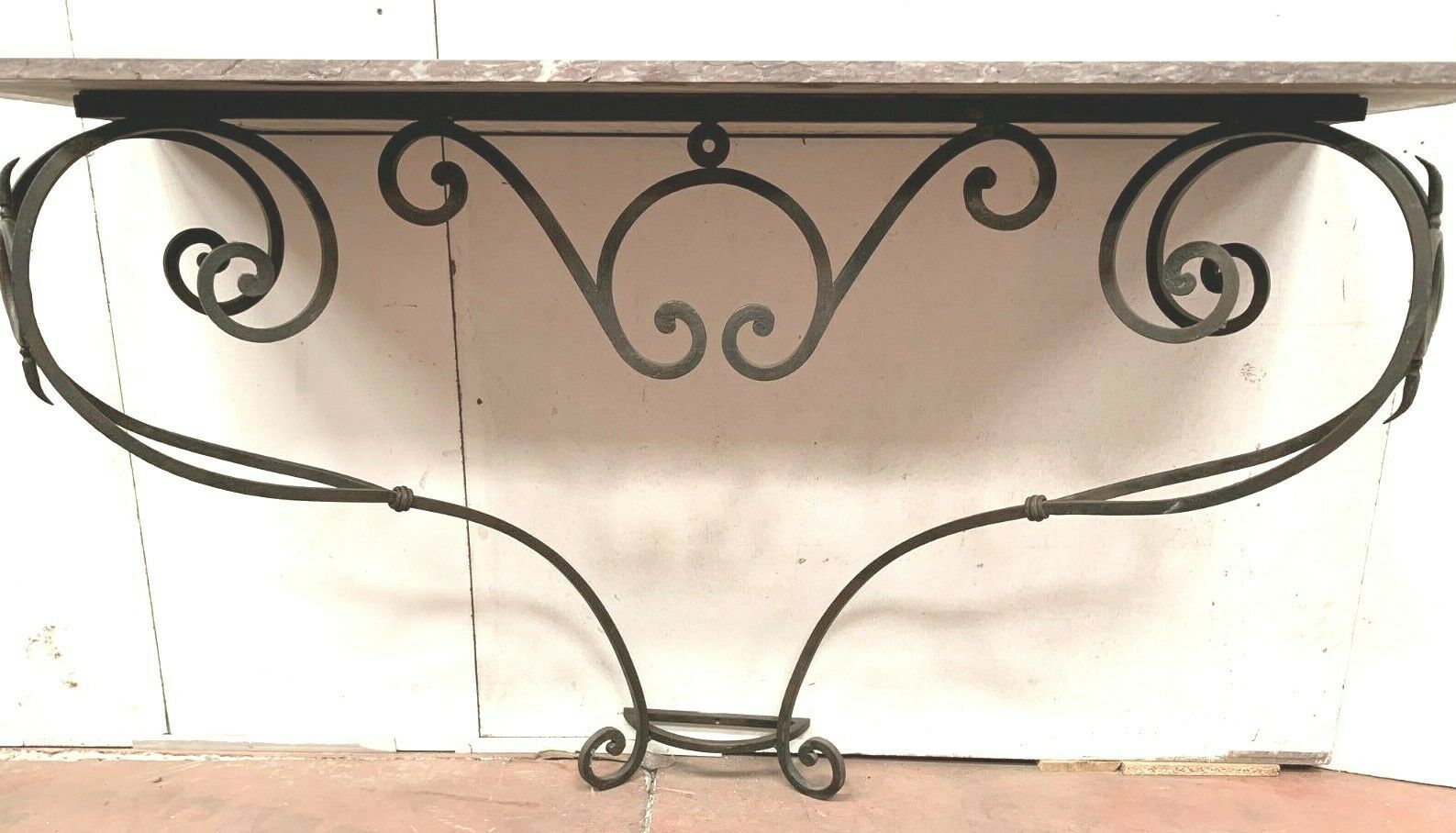 Console en fer forgé et marbre rouge