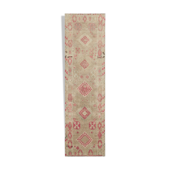 Tapis runner beige turc antique noué à la main 89 cm x 314 cm