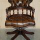 Vintage Chesterfield captain's chair in leather