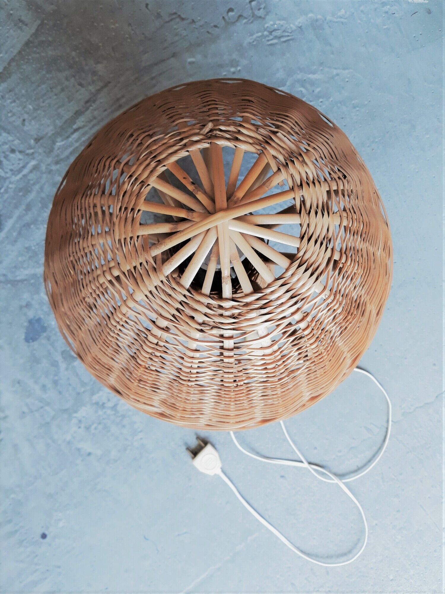 Rotin Lamp / Wicker Bedside Lamp / Mushroom-shaped Lamp / Bamboo / Vintage 1960 / Mid-Century