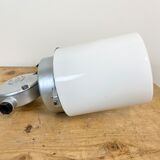 Vintage aluminium industrial lamp with milk glass, 1970s