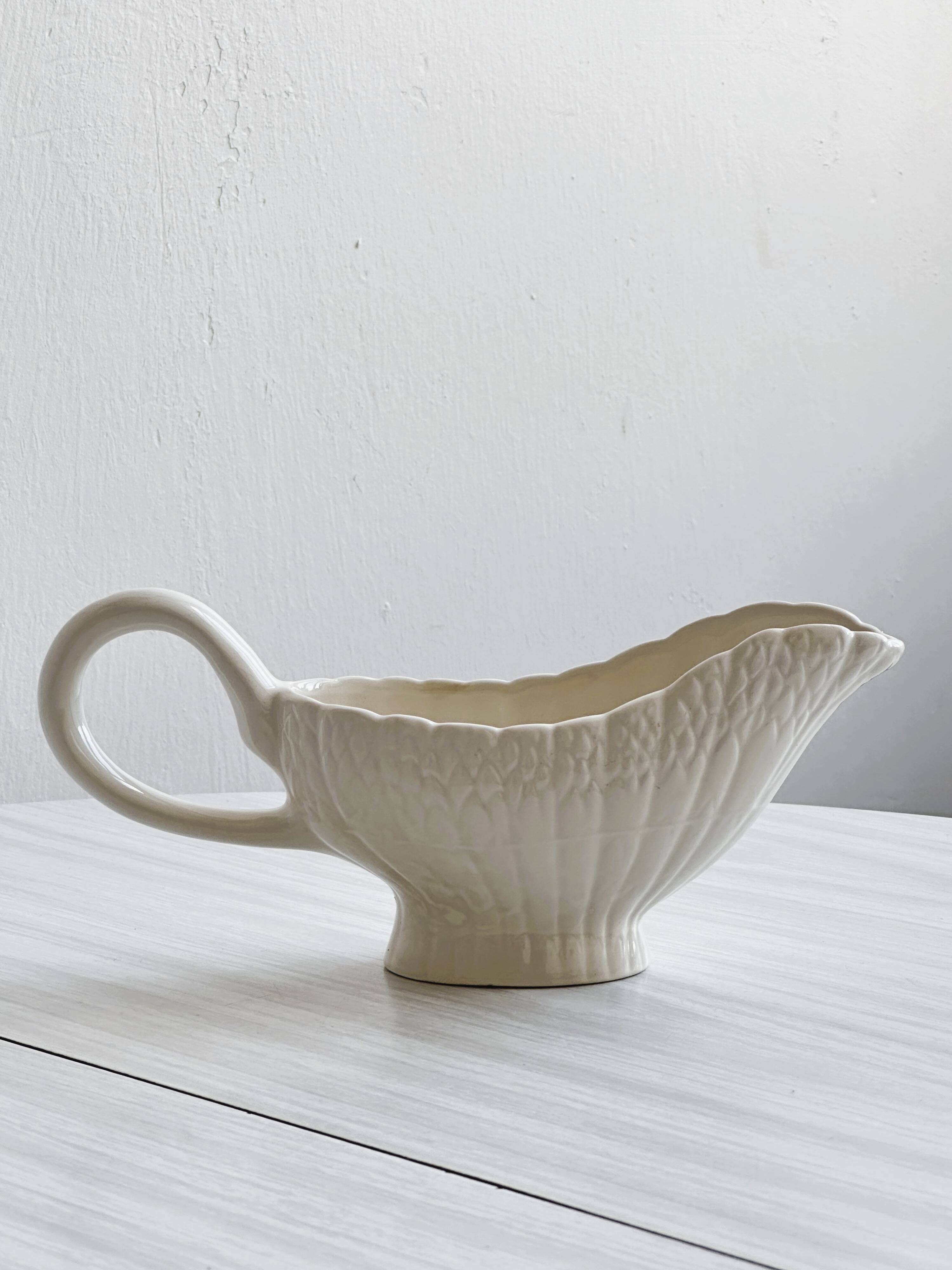 White asparagus slushy gravy boat.
