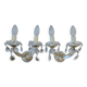 pair of double wall sconces with crystal pendants, made in Italy
