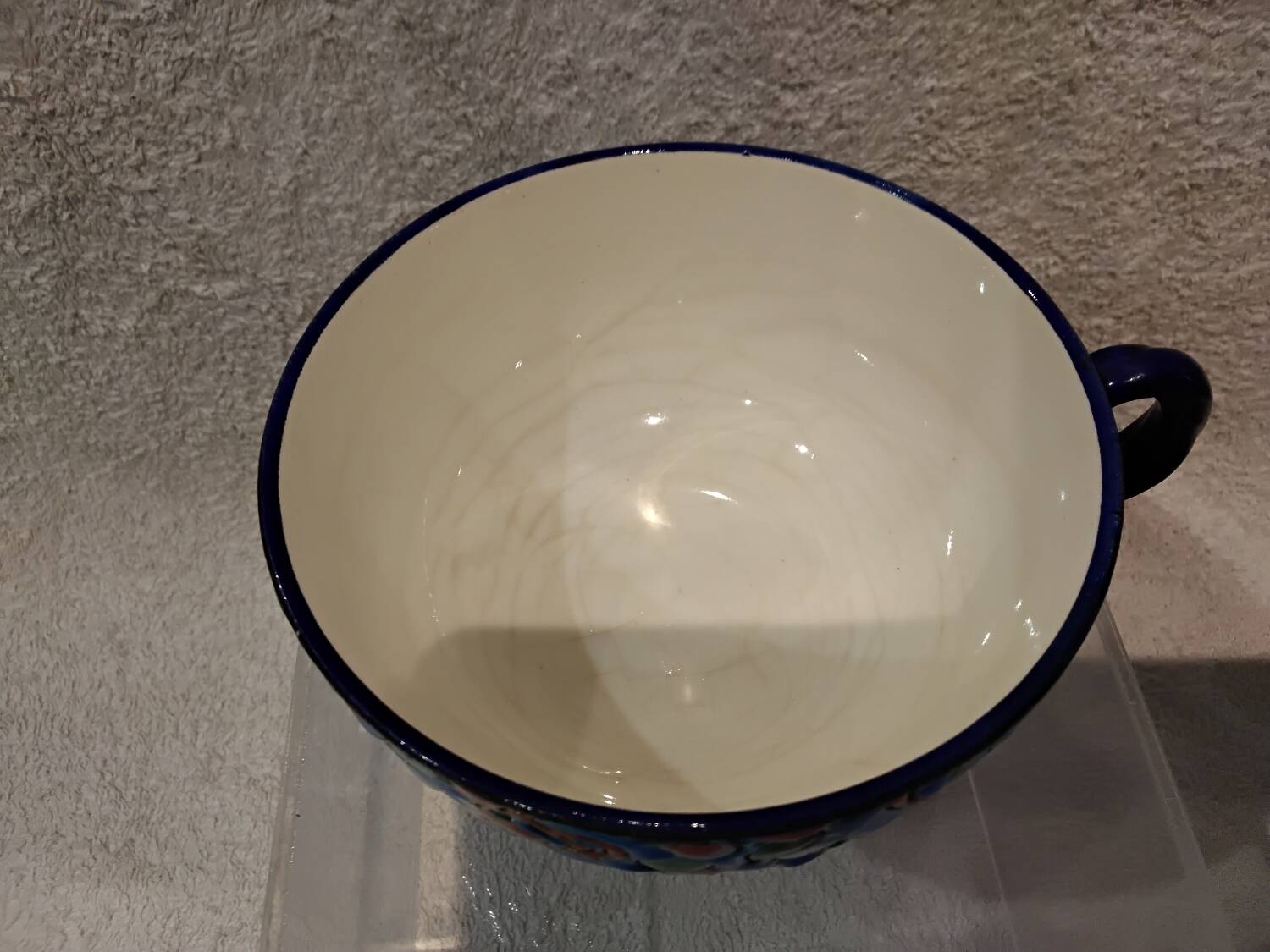 32cl teacup and saucer, Longwy enamel, apple blossom design, 188