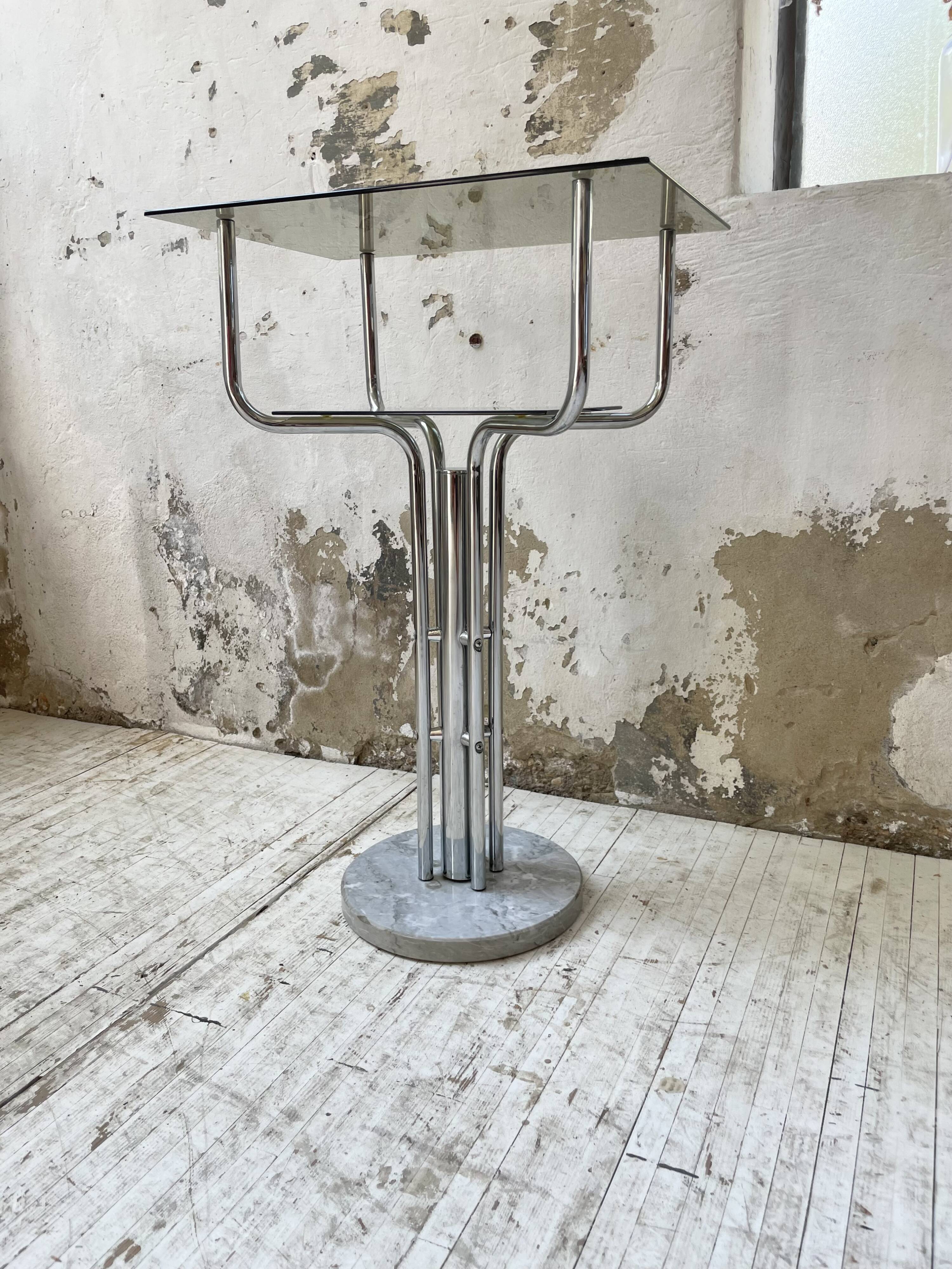 80s glass and marble console