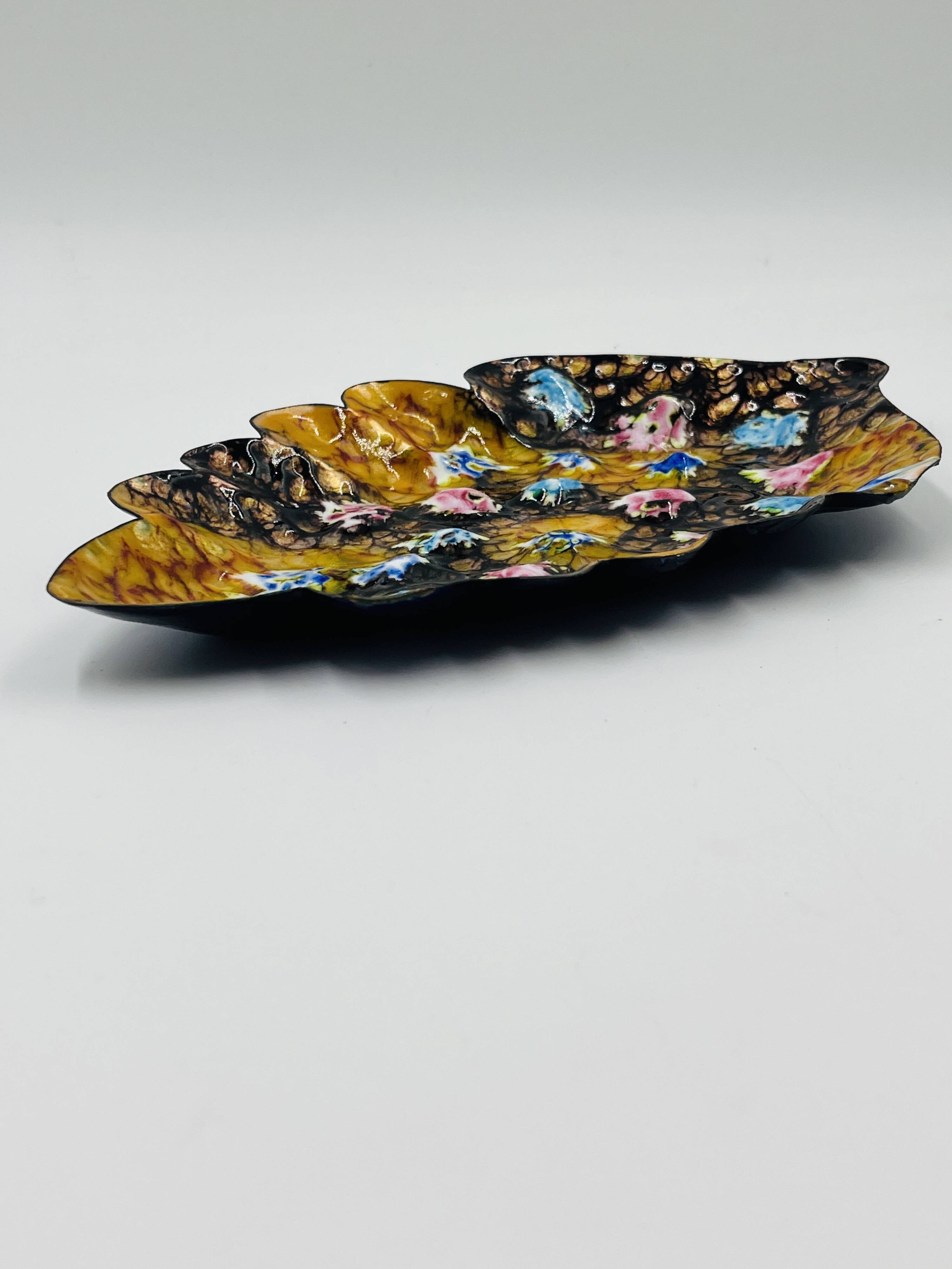Large Enamelled Copper Plate Esmaltes Garcia 70s
