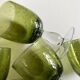 Set de 6 verres 1970 en verre bullé vert