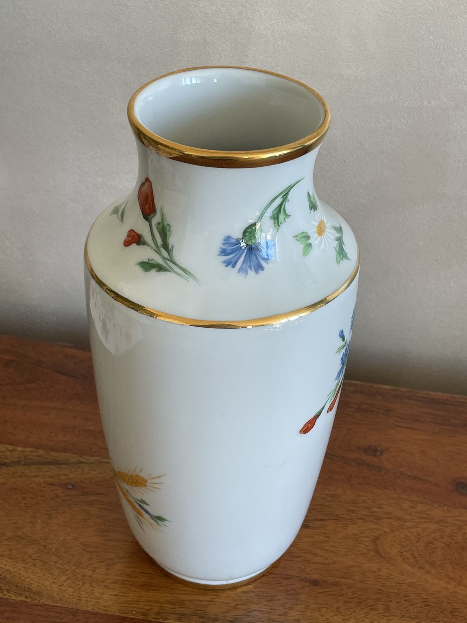 Vase épis de blé coquelicots peint main