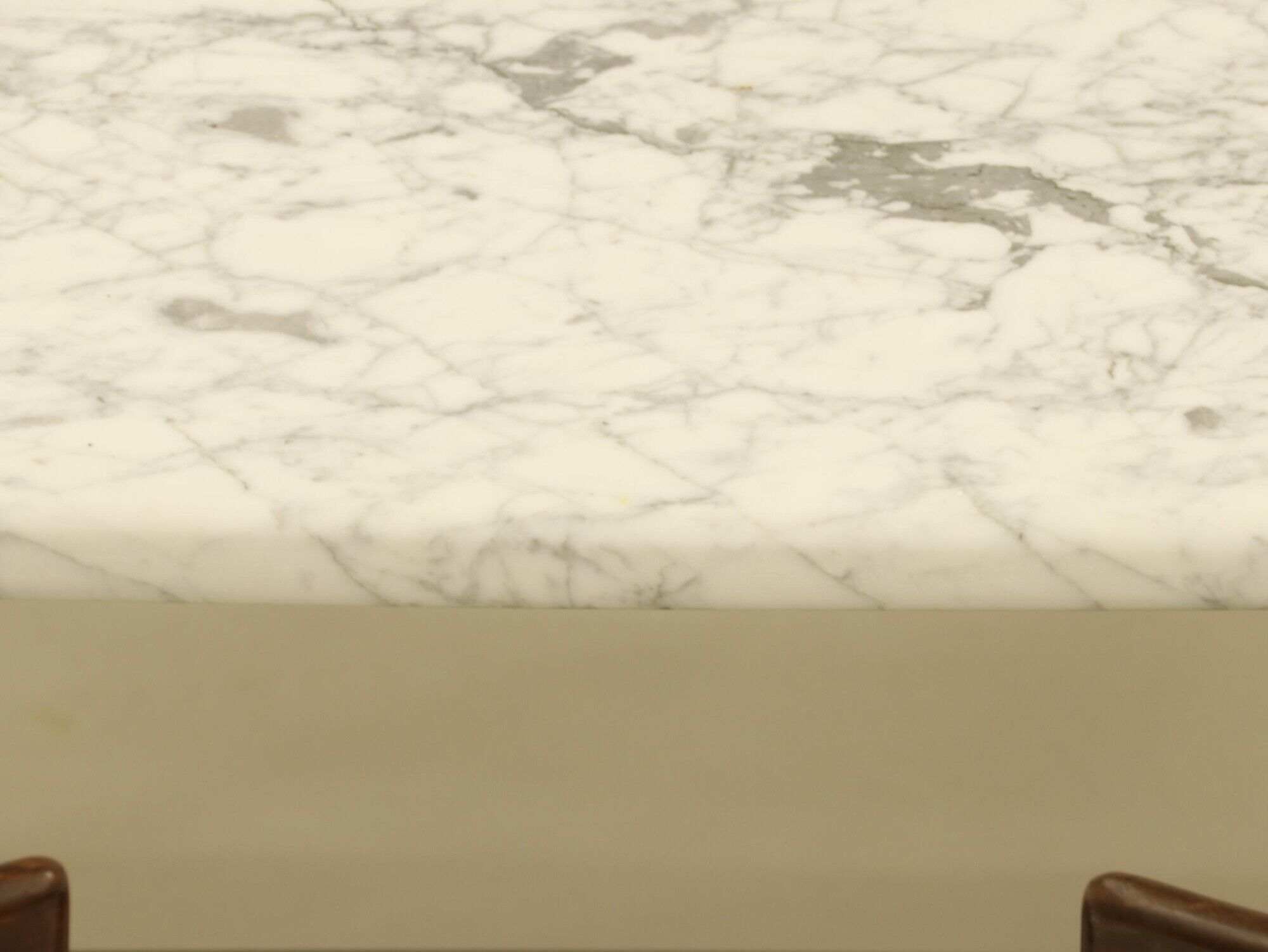 Eames Segmented Oval Dining Table in White Marble & Stainless Steel