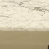 Eames Segmented Oval Dining Table in White Marble & Stainless Steel