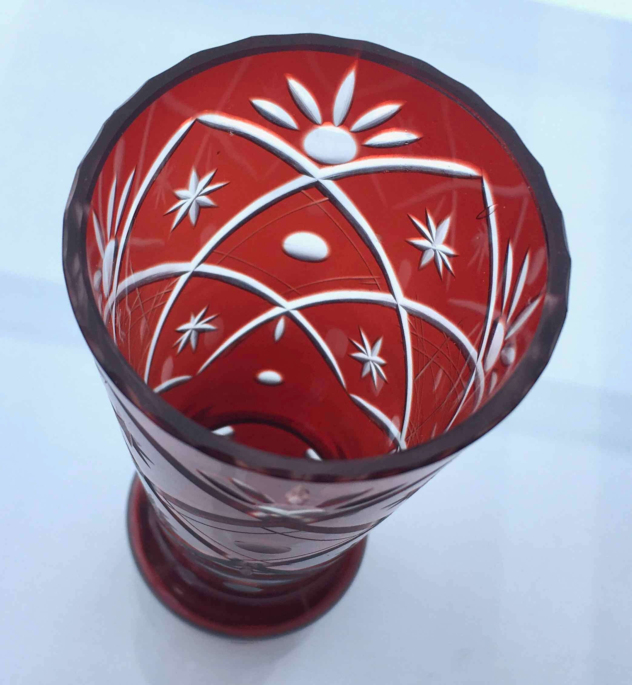 Carved Bohemian crystal vase