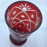 Carved Bohemian crystal vase