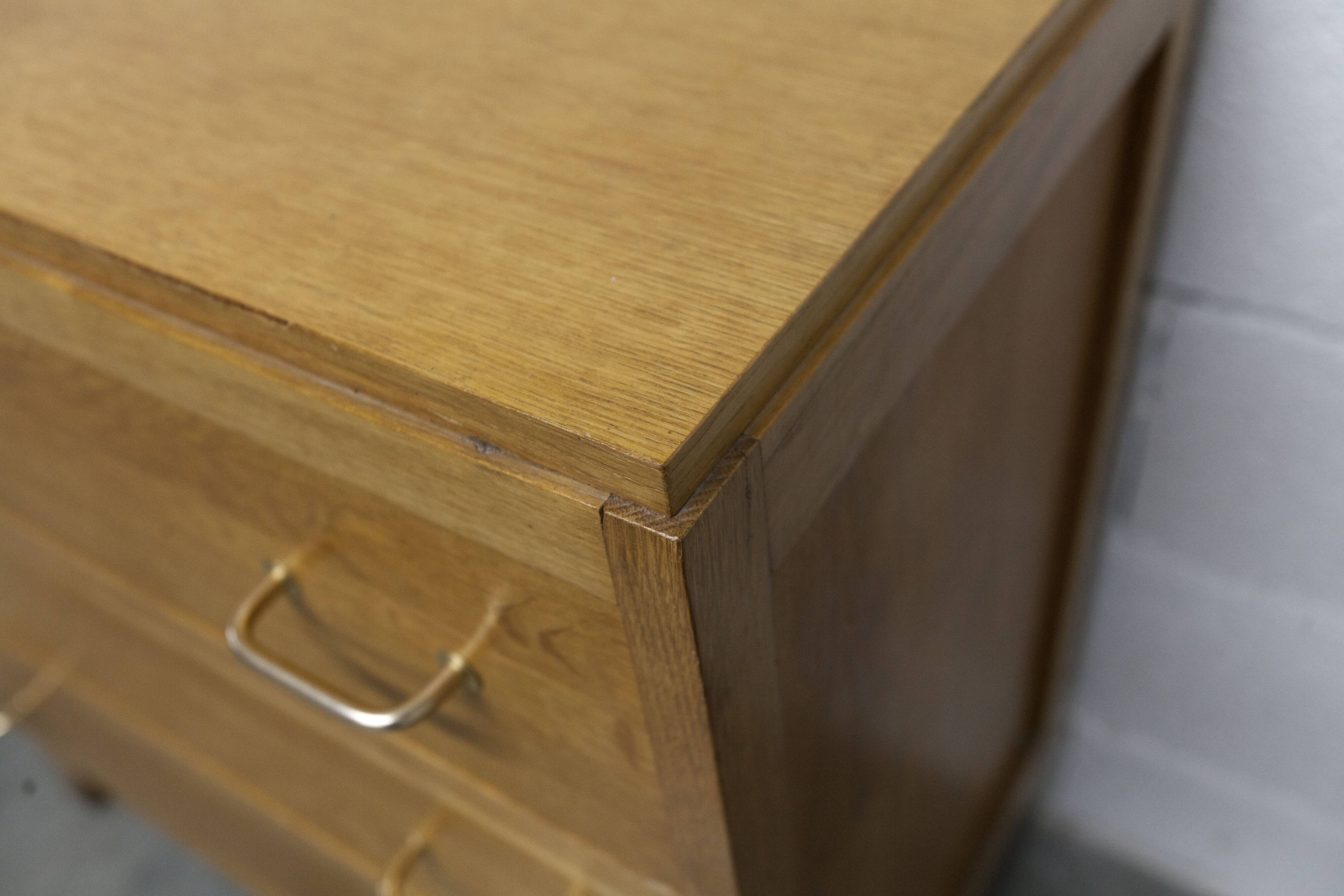 3-drawer chest with splayed legs, 1960s, honey color