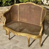 Banquette en Bois Doré Style Louis XV