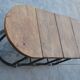 Unusual modular coffee table in oak and wrought iron.