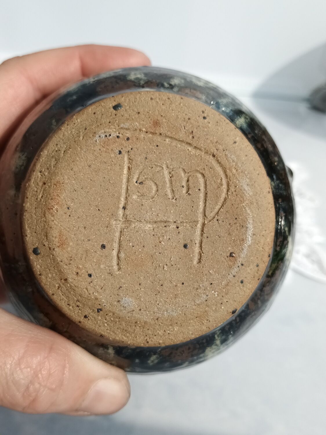 Glazed stoneware oil bottle