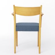 Vintage German Armchair 1960s, Mid Century Beechwood Chair with Blue Uph.