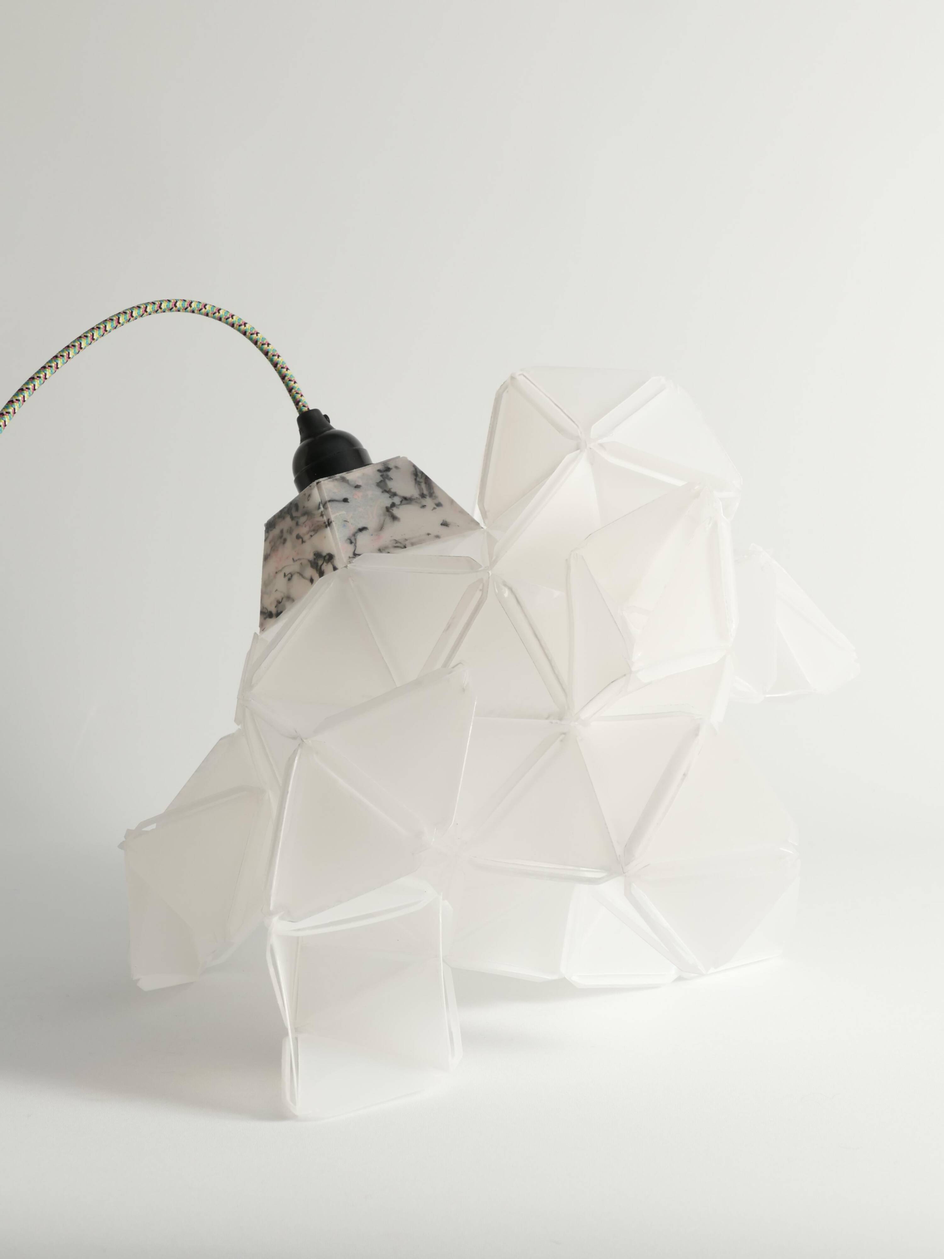 Labyrinth, Hazy, Artisan Light Sculpture with Protruding Fixture, By Republiken