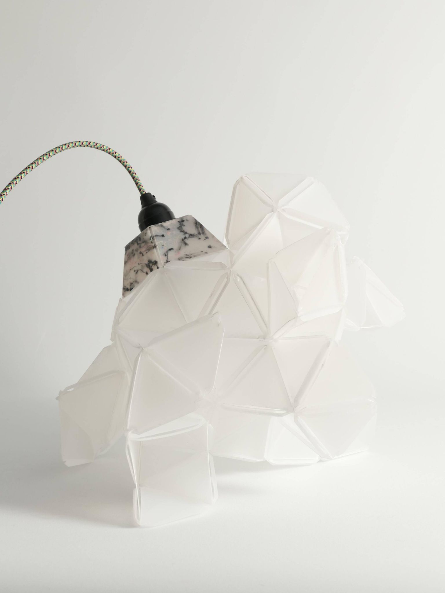 Labyrinth, Hazy, Artisan Light Sculpture with Protruding Fixture, By Republiken