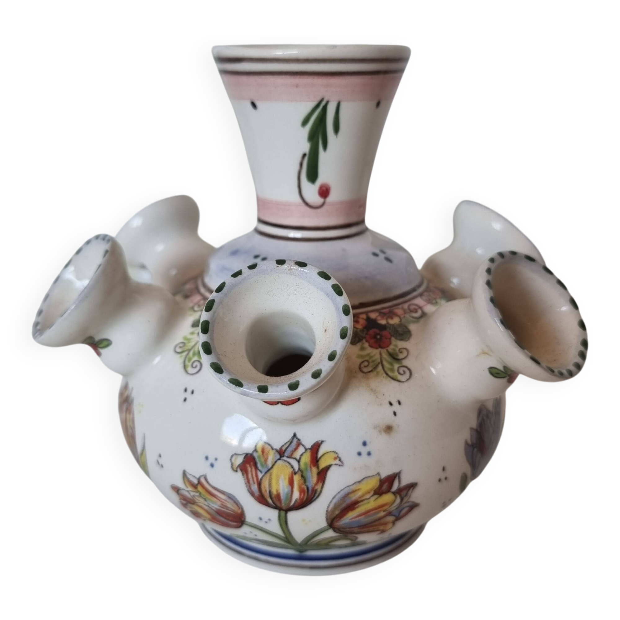 Beautiful Delft porcelain flower vase, hand painted or pitted