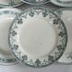 Lot 6 blue and green ironstone plates, antique French earthenware.