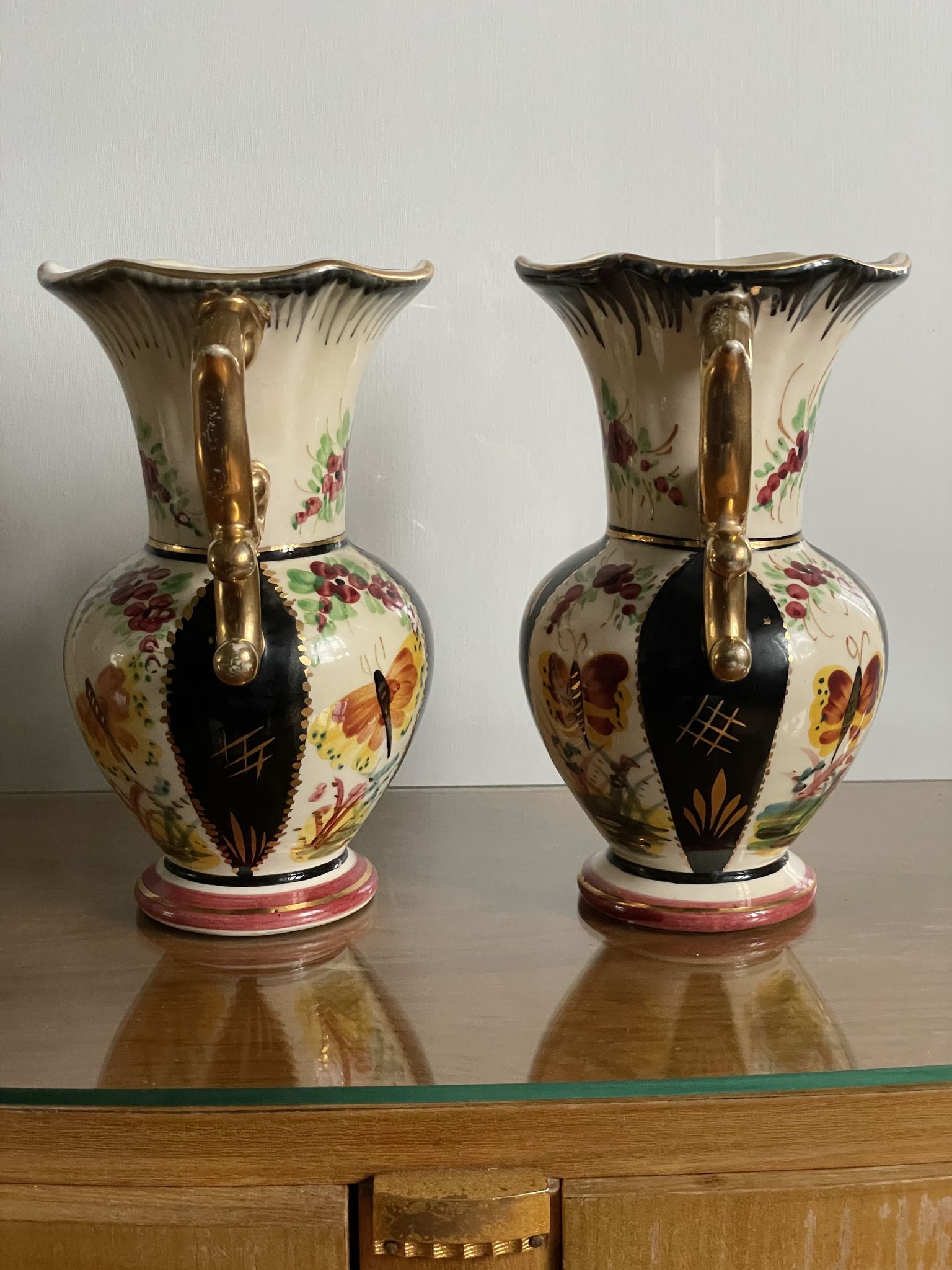 Pair of Saint Ghislain vases made in Belgium