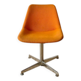 Chrome metal chair with orange fabric from the 70s.