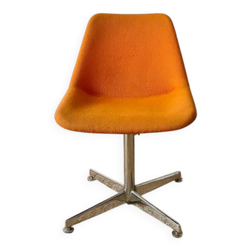 Chrome metal chair with orange fabric from the 70s.