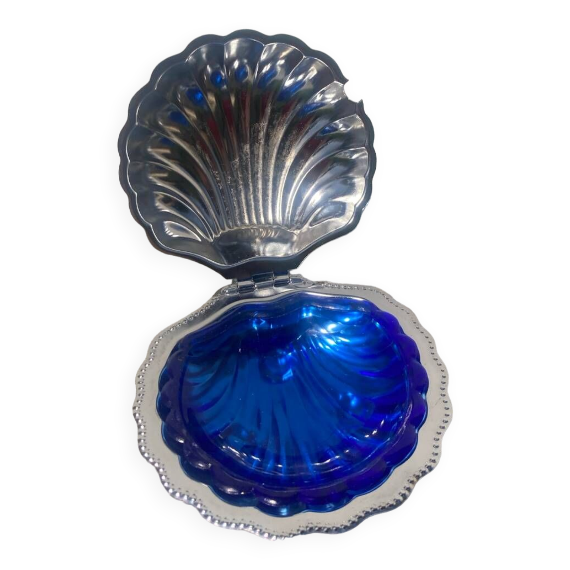 Silver plated butter dish shell 1950