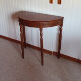 Set of 2 half-moon console tables with drawer - cherry wood - Louis Philippe style