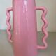 Handmade abstract corrugated handle pink ceramic vase