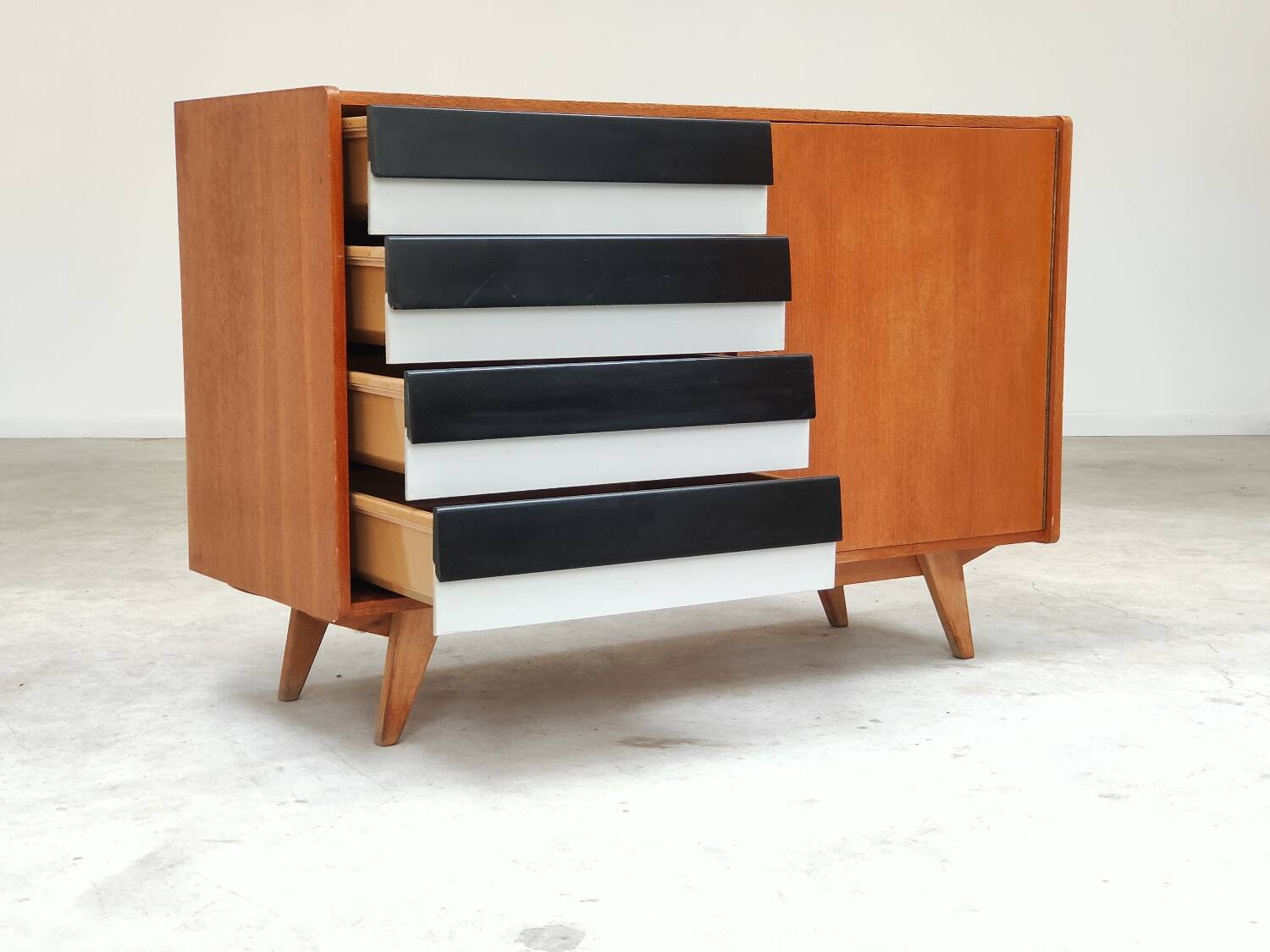 U-458 black and white sideboard by Jiri Jiroutek for Interier Praha