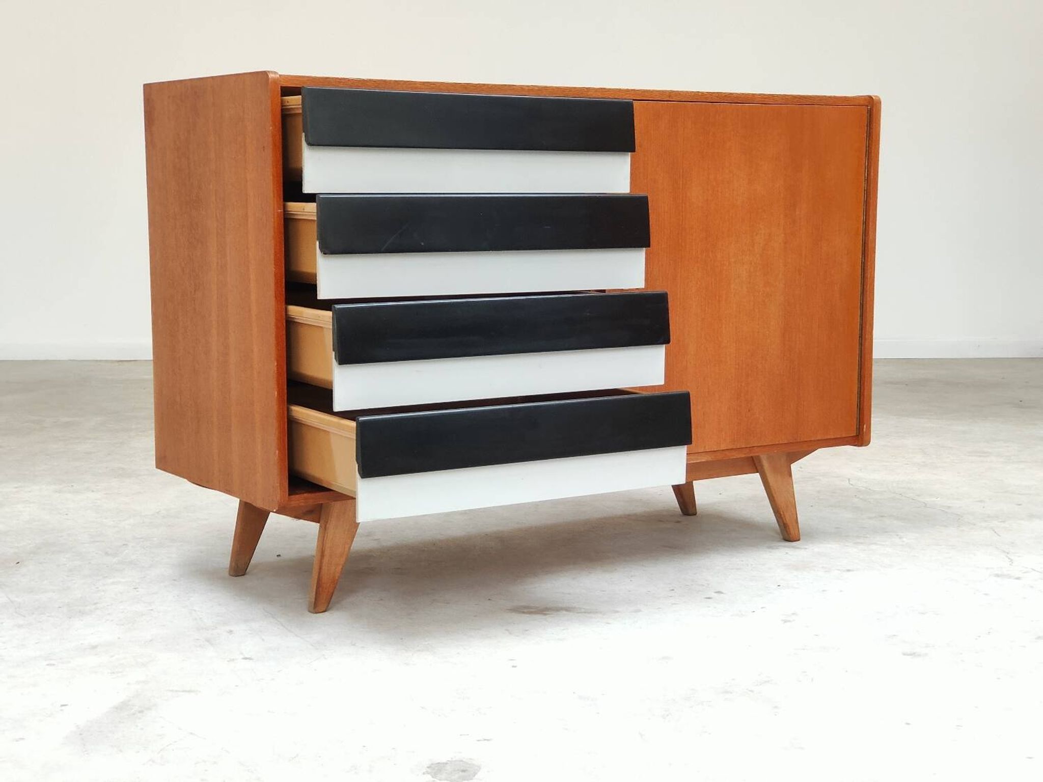 U-458 black and white sideboard by Jiri Jiroutek for Interier Praha