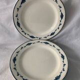 Lot of 8 flat plates and 8 hollow plates in ancient blue salins earthenware