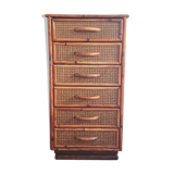 Rattan and canning chest of drawers