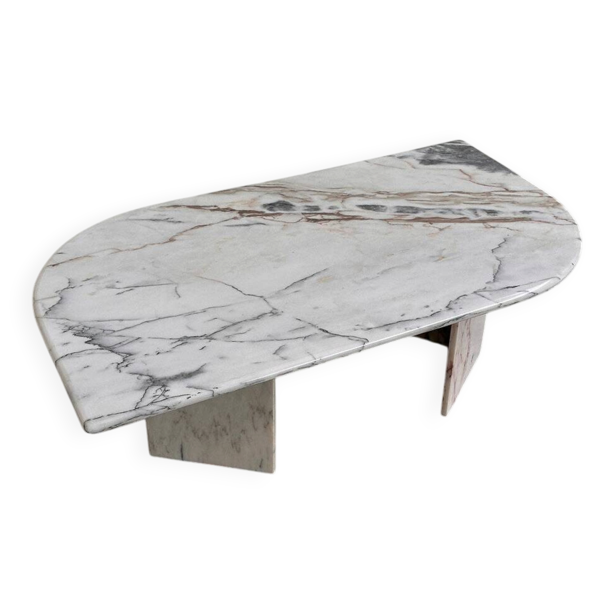 Large Italian postmodern marble coffee table, sculptural vintage stone table, 1980s