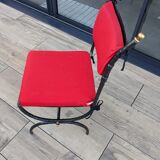 Glass and metal table with 8 chairs