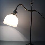 Old with opaline gooseneck desk lamp