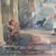 Watercolor painting p. rabagliati rue rossetti old nice 1950 + frame