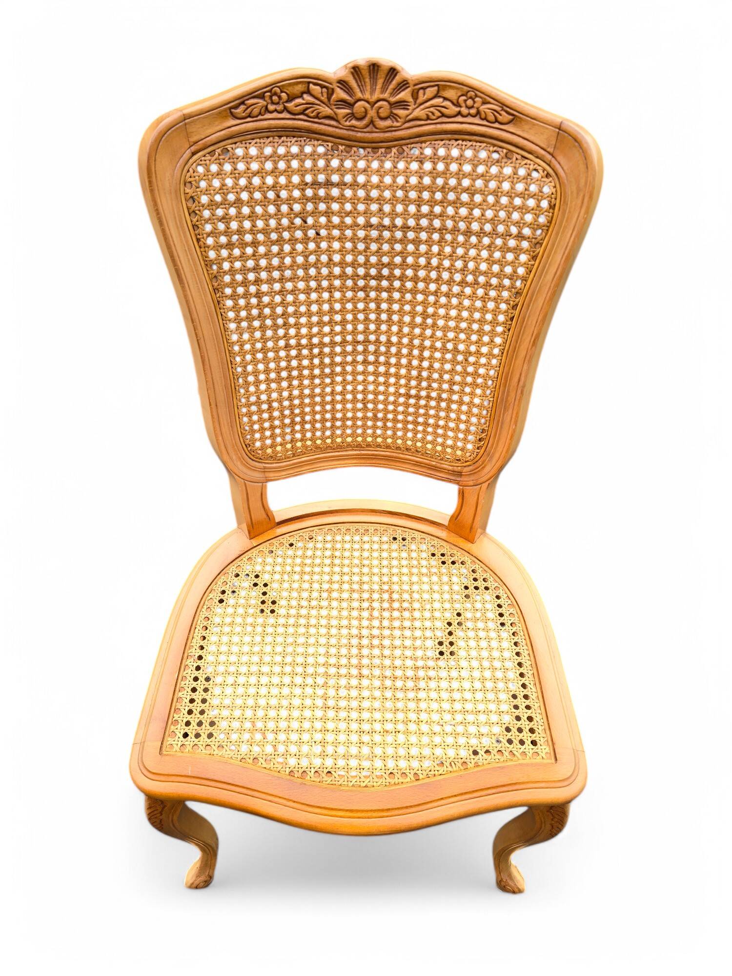 6 Louis XV style chairs in cherry wood and cane
