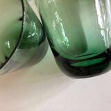 Set de 7 verres gobelets XXL en verre vert 1960