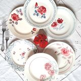 Old mismatched earthenware dinner plates