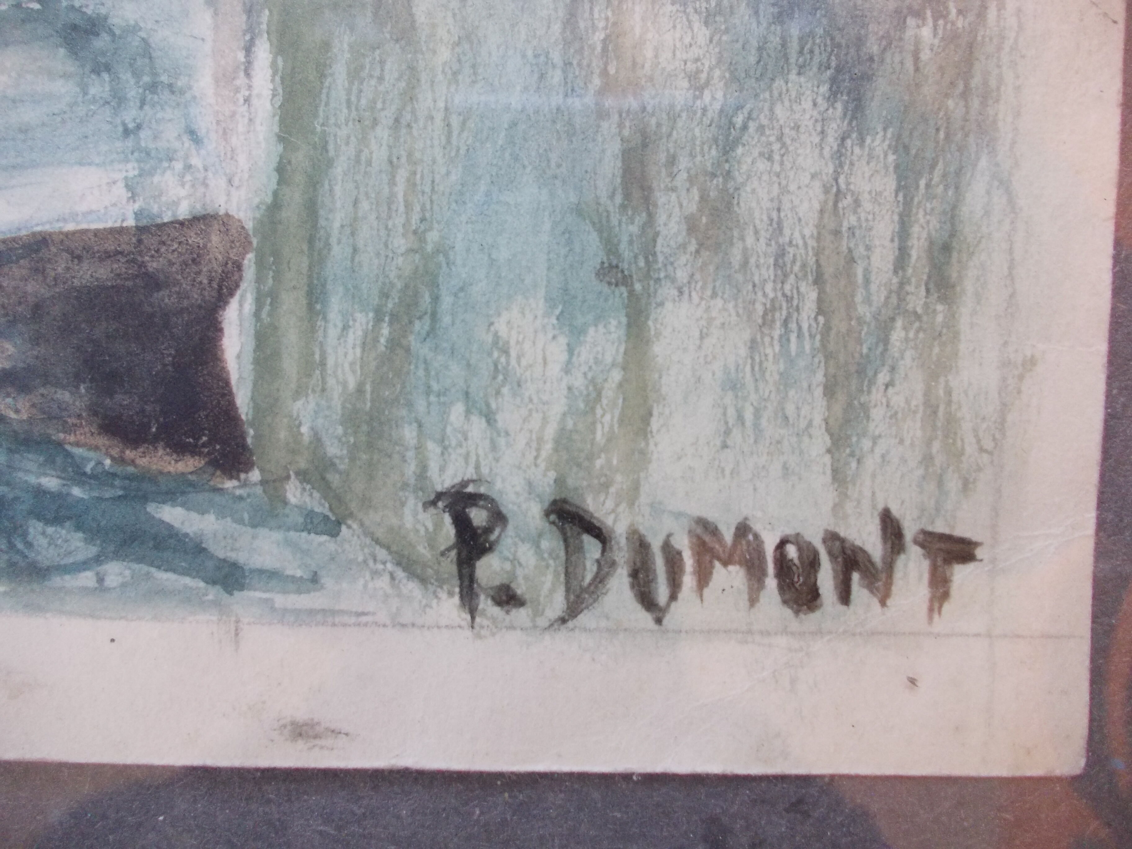 Aquarelle montée de l'eglise à st paul de vence (alpes maritimes 06) signed pierre dumont 1975, frame