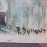 Aquarelle montée de l'eglise à st paul de vence (alpes maritimes 06) signed pierre dumont 1975, frame