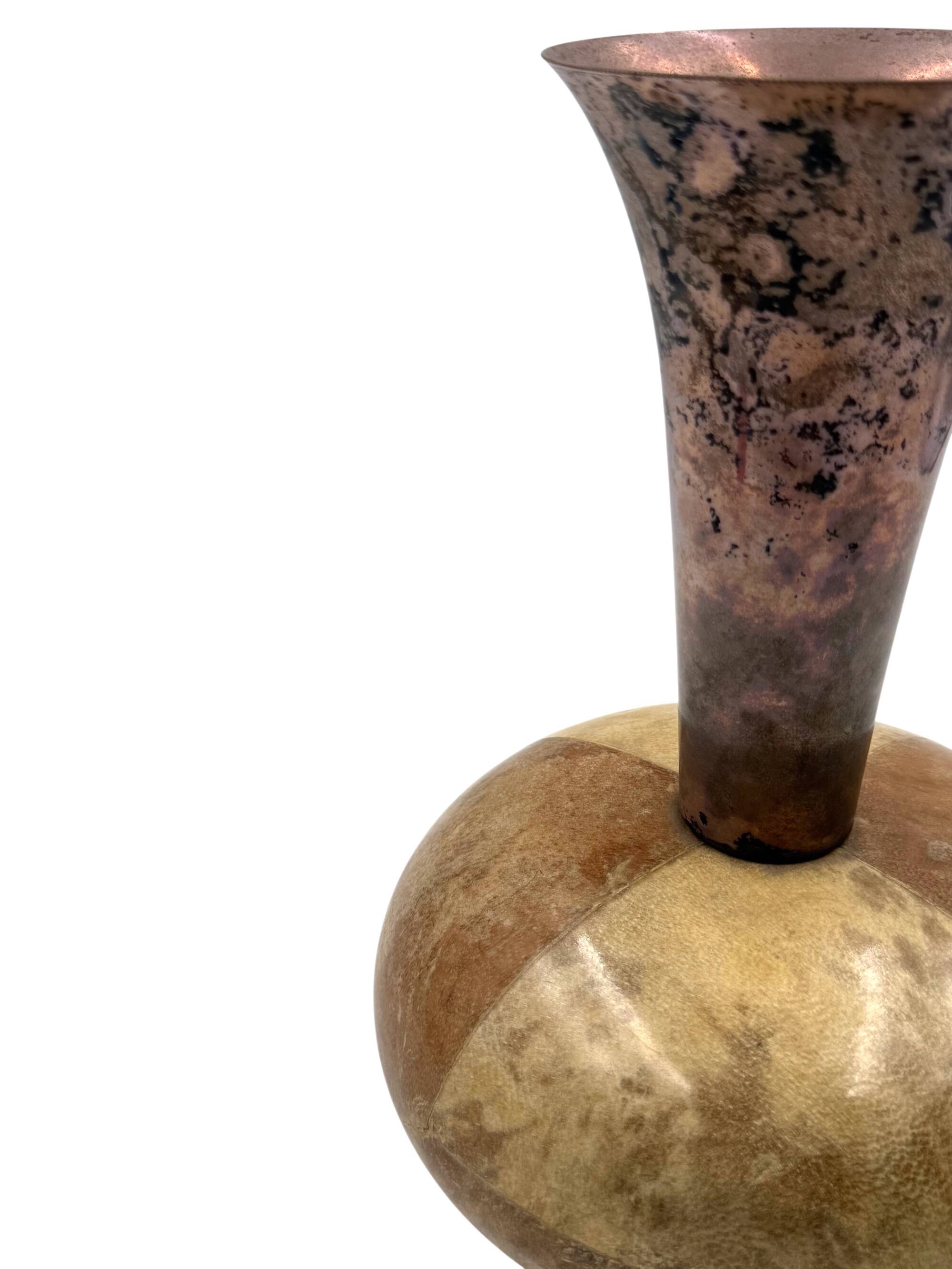 Mid-century cream parchment vase, Aldo Tura Italy 1950s